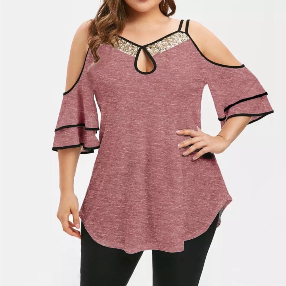Red- Cold Shoulder Women’s Blouse